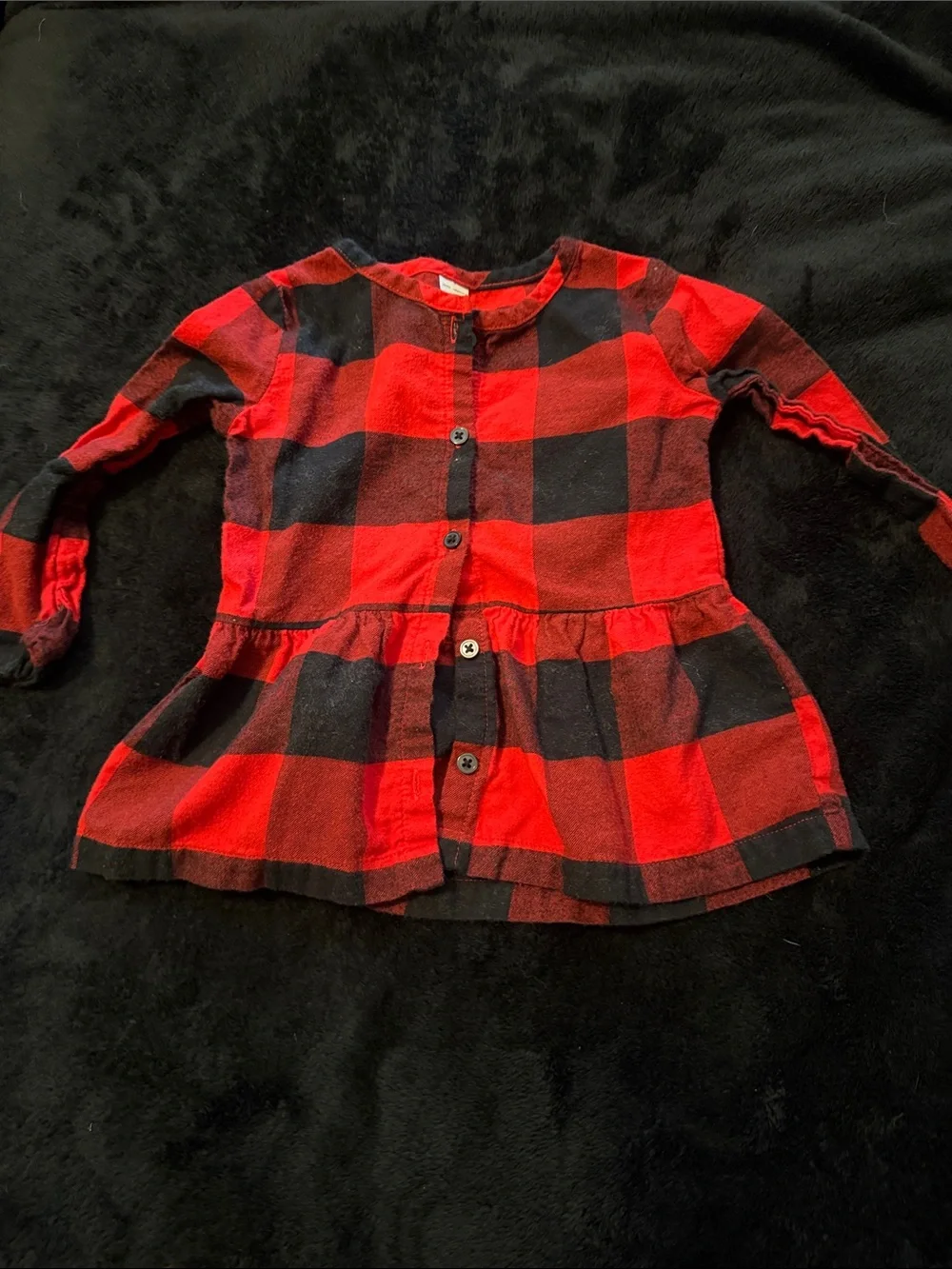 Carter's Red and Black Buffalo Plaid Peplum Button Top